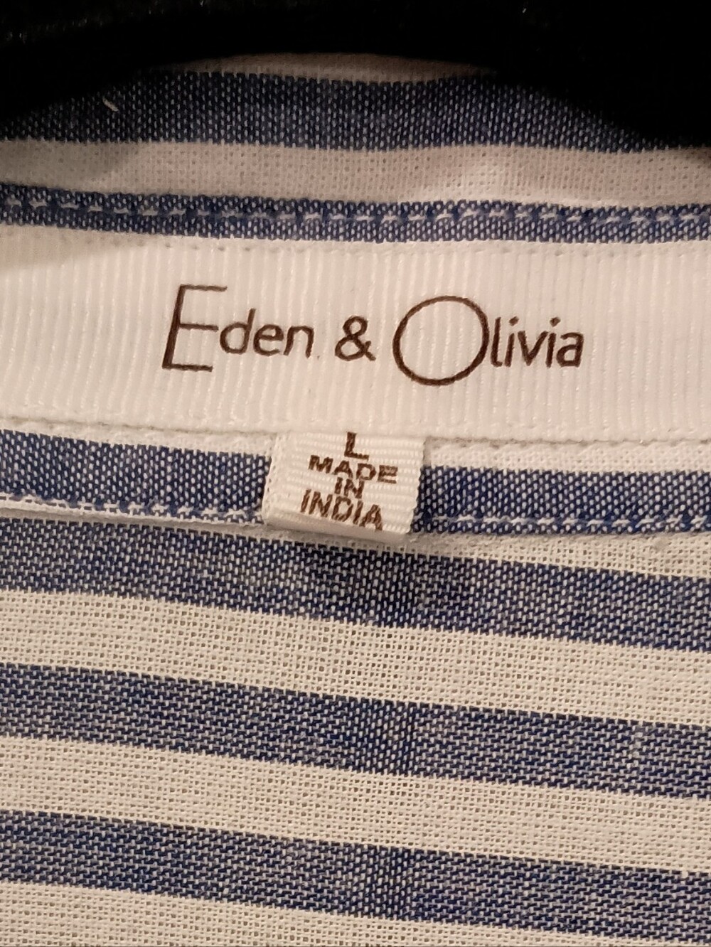Eden & Olivia Navy and White Striped Button-Down Shirt - Picture 4 of 16